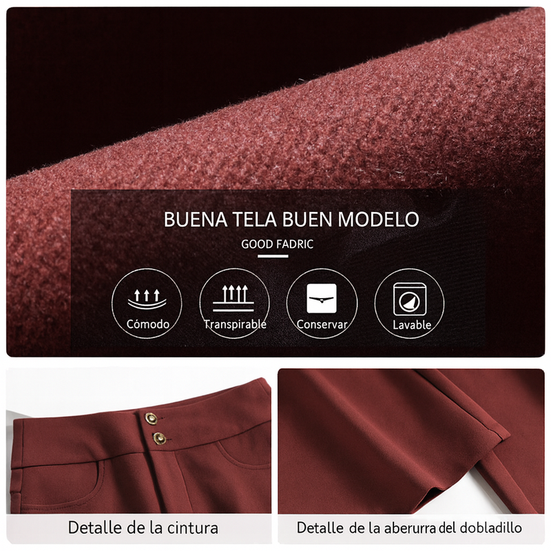 [Llevá 3 Pagá 2] Pantalón Social Femenino en Seda Hielo y Poliéster Diorah (Diseño Fino y Encantador)