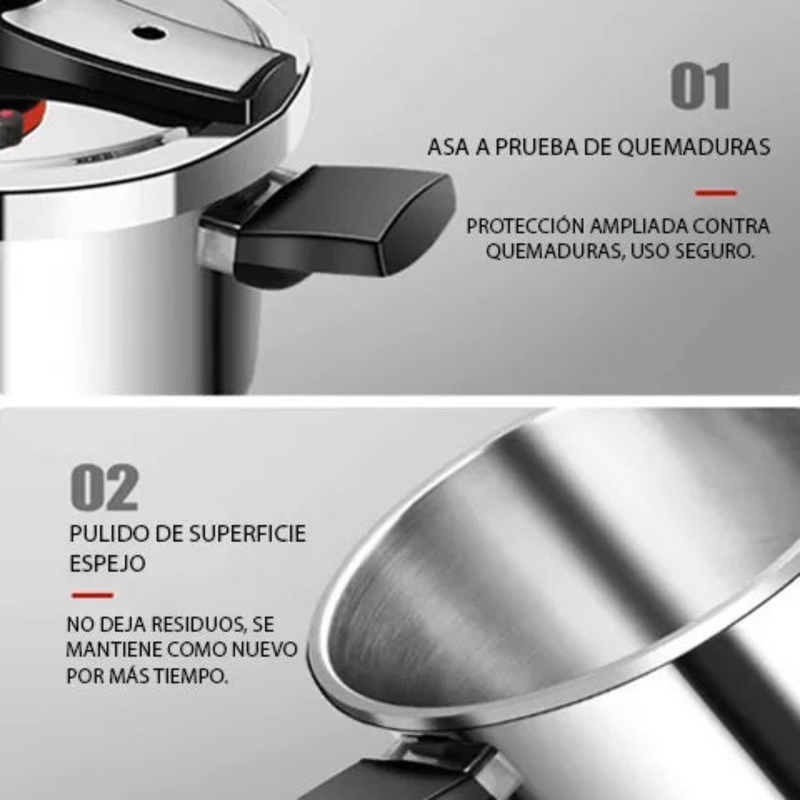 [Llevá 2 Pagá 1] Olla a Presión Supor con 3 Capas de Acero Inoxidable y Manijas Revestidas en Goma | Seguridad Total para tu Cocina + Juego de Utensilios de Cocina