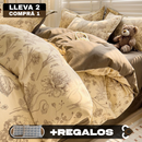 [Llevá 2 Pagá 1] Juego de Cama Completo Estampado en Algodón y Poliéster +2 Fundas para Almohada