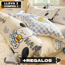 [Llevá 2 Pagá 1] Juego de Cama Completo Luna Estampado en Algodón y Poliéster (¡Noches Maravillosas de Relax!) +2 Fundas para Almohada