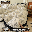 [Llevá 2 Pagá 1] Juego Completo de Ropa de Cama Estampada en 100% Algodón Premium +REGALOS: 2 Fundas para Almohada