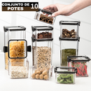 Conjunto de 10 Potes Organizadores Herméticos de Plástico con Tapa Selladora al Vacío